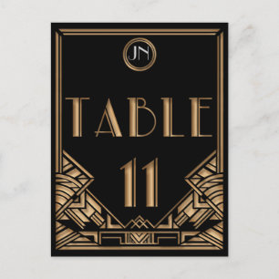 Black Gold Art Deco Gatsby Style Table Number 11 Postcard