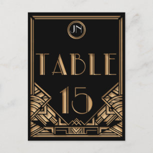 Black Gold Art Deco Gatsby Style Table Number 15 Postcard