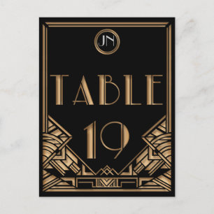 Black Gold Art Deco Gatsby Style Table Number 19 Postcard