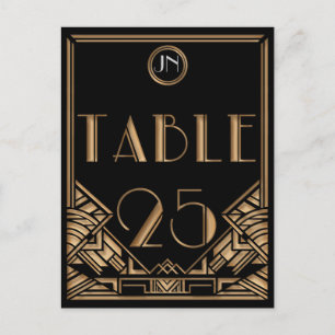 Black Gold Art Deco Gatsby Style Table Number 25 Postcard