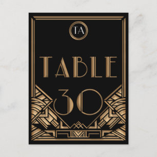 Black Gold Art Deco Gatsby Style Table Number 30 Postcard