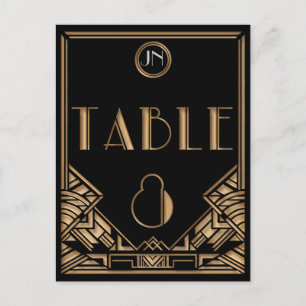 Black Gold Art Deco Gatsby Style Table Number 8 Postcard