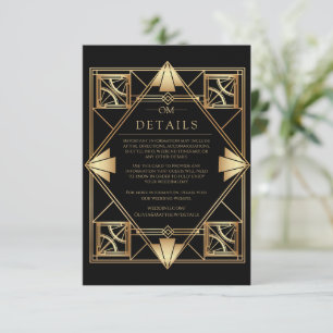 Black & Gold Art Deco Geometric Wedding Enclosure Card