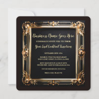 Black gold art deco minimalist frame black tie