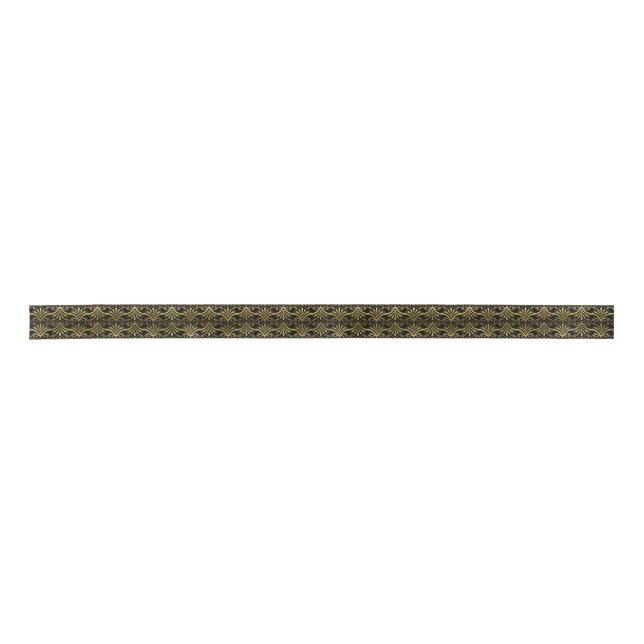 black gold art deco pattern ribbon satin ribbon (Front)