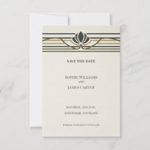 Black Gold Art Deco Save The Date Card