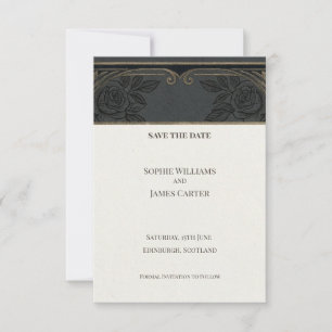 Black Gold Art Deco Save The Date Card