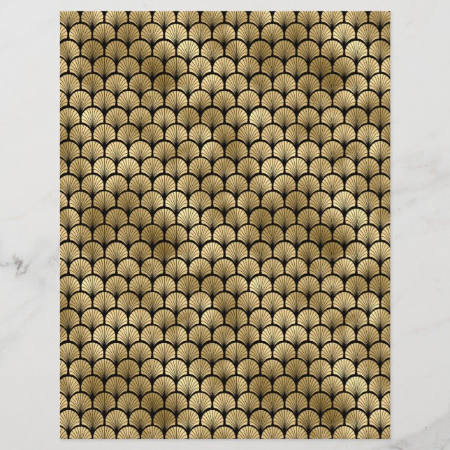 Black & Gold Art Deco Scrapbook Paper Sheet (Back)