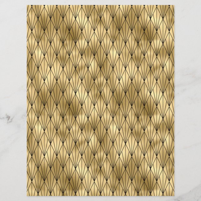 Black & Gold Art Deco Scrapbook Paper Sheet (Back)