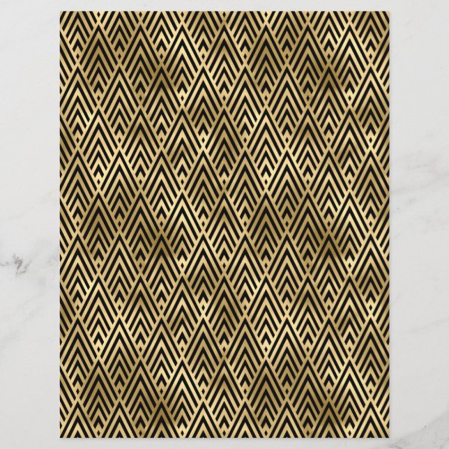 Black & Gold Art Deco Scrapbook Paper Sheet (Back)