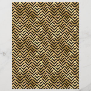 Black & Gold Art Deco Scrapbook Paper Sheet