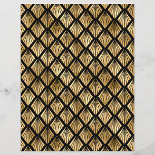 Black & Gold Art Deco Scrapbook Paper Sheet