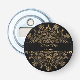 Black gold art deco traditional luxury mandala Bottle Opener