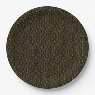 Black gold art deco vintage seamless pattern paper plate