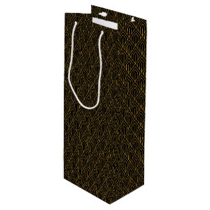 Black gold art deco vintage seamless pattern wine gift bag