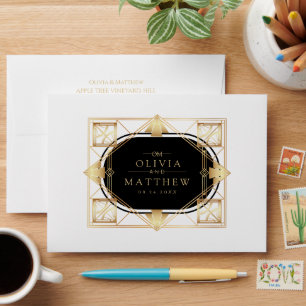 Black & Gold Art Deco Wedding Envelope