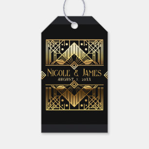 Black & Gold Art Deco Wedding Gift Tags