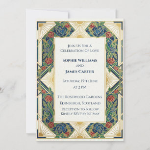 Black Gold Art Deco Wedding Invitation