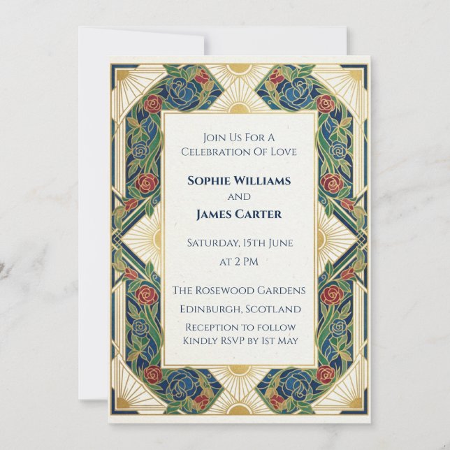 Black Gold Art Deco Wedding Invitation (Front)