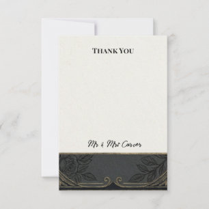 Black Gold Art Deco Wedding Thank You Card