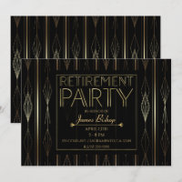 Black & Gold Art Deco Work Job Retirement Party