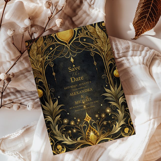 Black Gold Art Nouveau Wedding Save The Date (Creator Uploaded)
