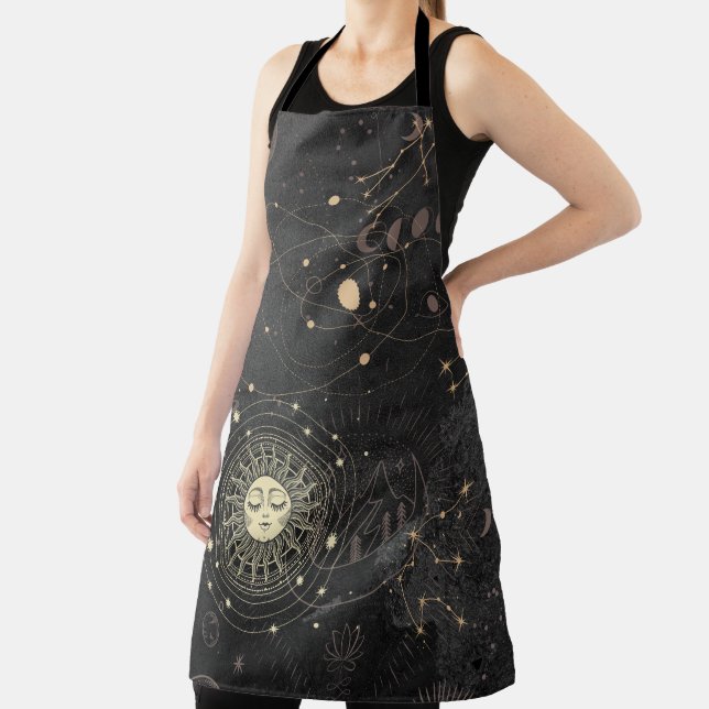 Black Gold Astrological Pattern Apron (Insitu)