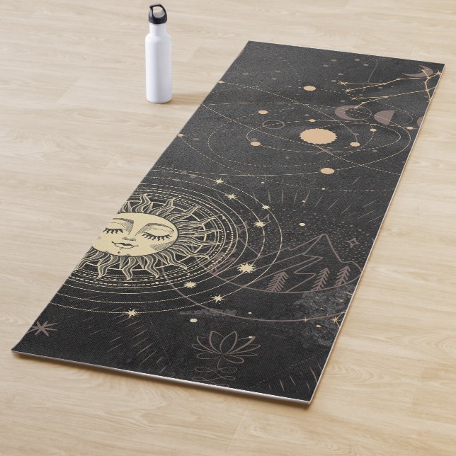 Black Gold Astrological Pattern Yoga Mat (In Situ)