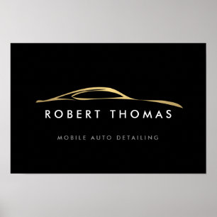Black/Gold Auto Detail/Repair Logo Download Poster