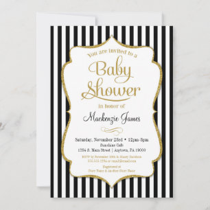 Black Gold Baby Shower Invitation Gender Neutral