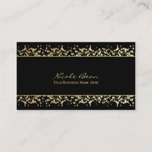 Black & Gold Babys Breath Floral Business Card