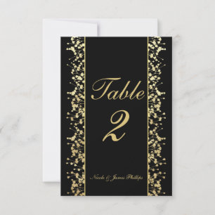 Black & Gold Babys Breath Wedding Table Cards