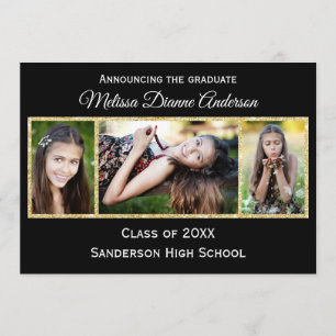 Black/Gold Background - Graduation Party Invitation