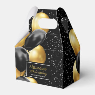 Black Gold Balloon Chic Thank you Birthday Favour Box