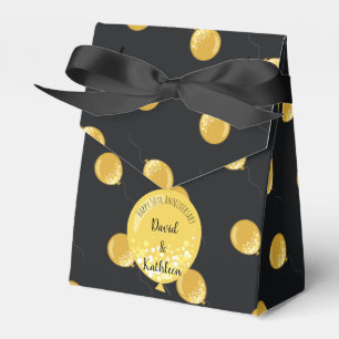 Black & Gold Balloons 50th Anniversary Favour Box