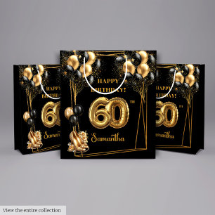 Black Gold Balloons 60th Birthday Gift Bag