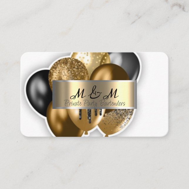Black Gold Balloons White Real Gold Foil Business Card (Front)