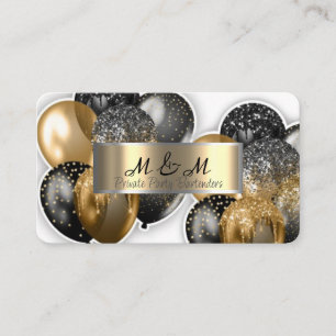 Black Gold Balloons White Real Gold Foil Business Card