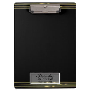 Black Gold Band Elegant Chic Glam Personalised Clipboard