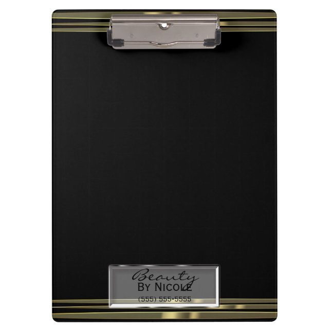 Black Gold Band Elegant Chic Glam Personalised Clipboard (Front)