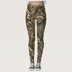 Black & Gold Baroque Luxe Leggings