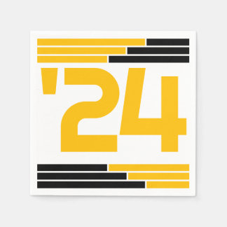 Black & Gold Bars Class of '24 Grad Party Napkin