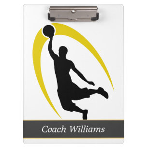 Black Gold Basketball Personalised Clipboard