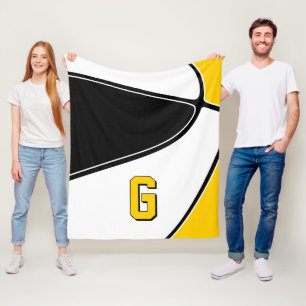 black gold basketball team colours boys girls fleece blanket
