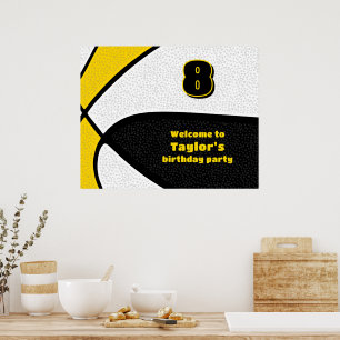black gold basketball team colours party welcome poster