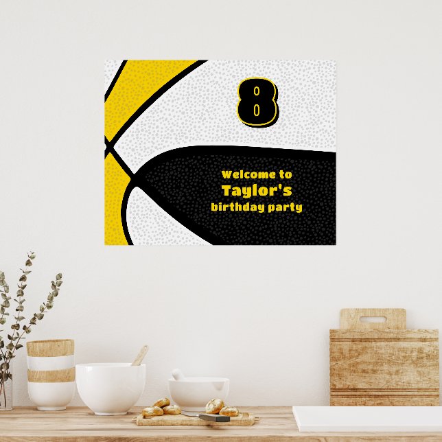 black gold basketball team colours party welcome poster (Kitchen)