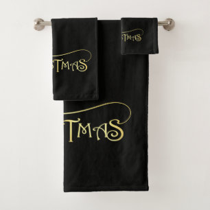 Black & Gold Bath Towel Set