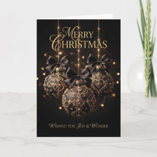 Black Gold Bauble Merry Christmas Card