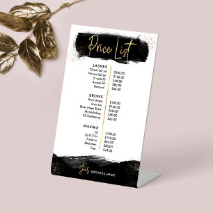 Black & Gold Beauty Salon Modern Price List Pedestal Sign