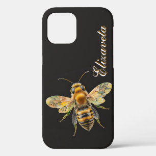 Black Gold Bee Summer Name iPhone 12 Case